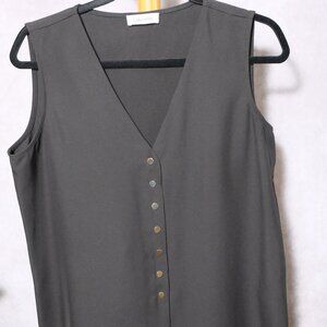Calvin Klein Women’s Sleeveless Button Blouse -Front Top – Size M – Black